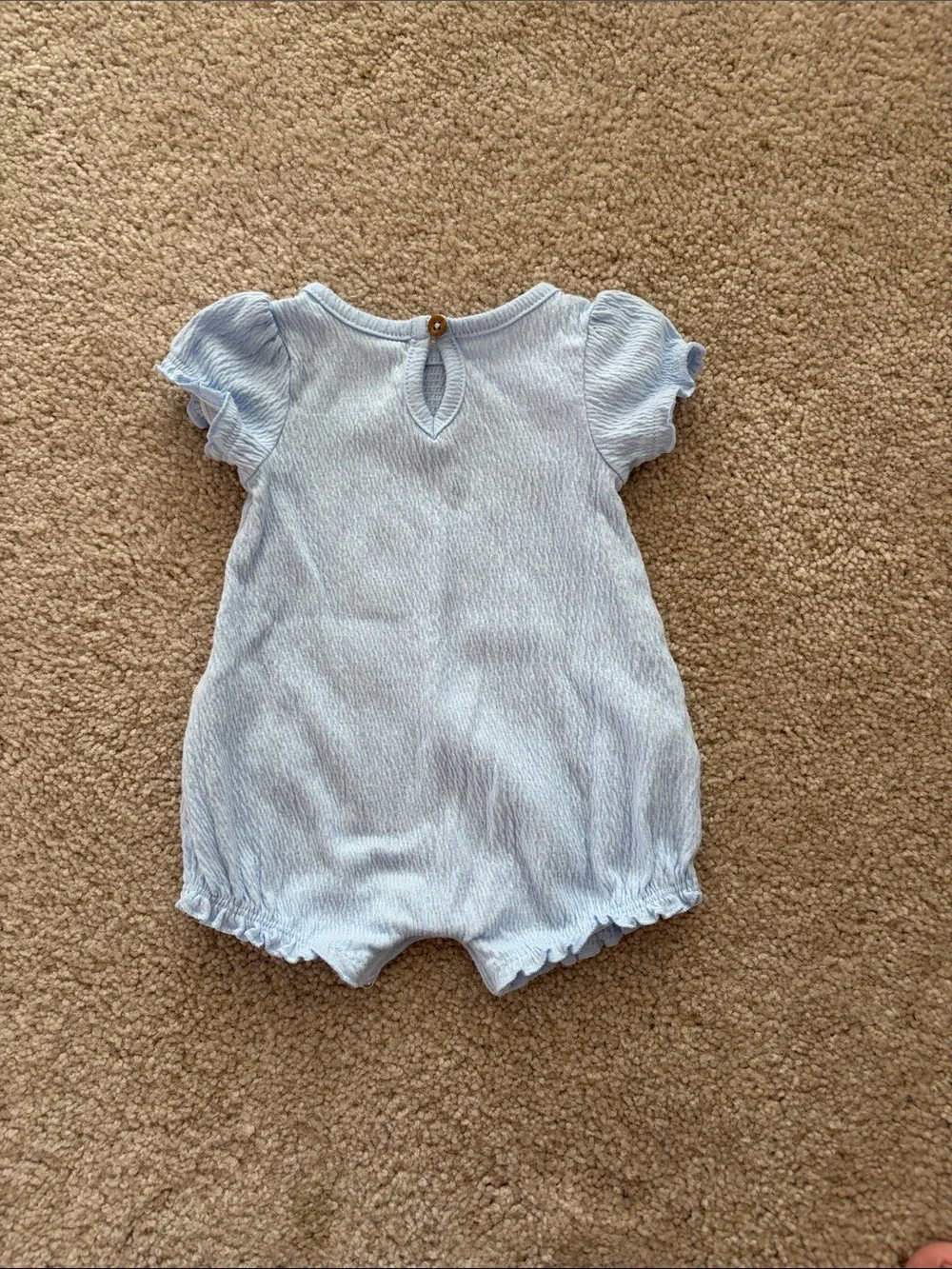 Light Blue 'Sun Sea' Ruffle Sleeve Baby One-Piece